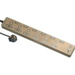 Schneider Electric 施耐德電氣 TSH36ACUSB_3_GH 13A六位 安全拖板連獨立開關 連LED指示燈及兩位USB充電插座 30W PD3.0 Type A+C (連3米線) (古銅金)